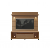 Manhattan Comfort 2-1545482254 Cabrini TV Stand and Floating Wall TV Panel with LED Lights 1.8 in  Maple Cream and Off White 